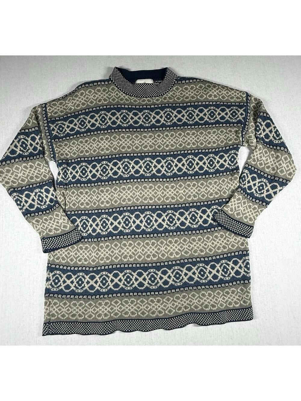 Vintage Express Tricot Sweater Women Sz M Blue‎ Knit Chunky Heavyweight Long